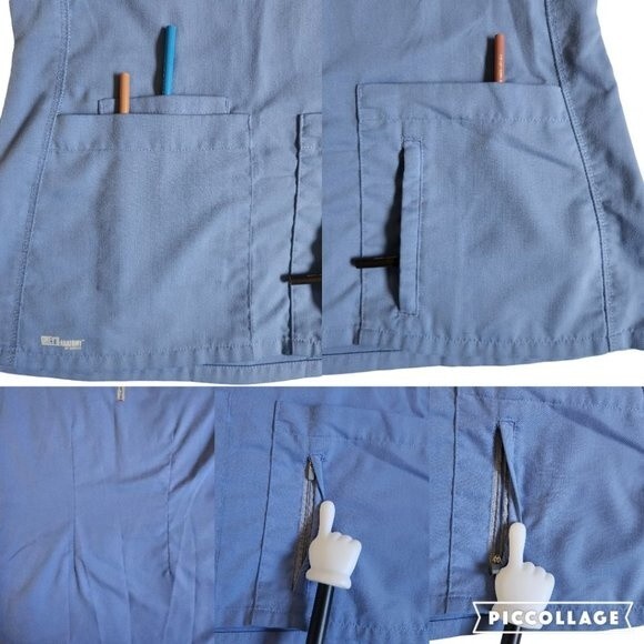 Grey's Anatomy Active Blue Short Sleeve 4 Pocket Scrub Top Size XS - Picture 8 of 12